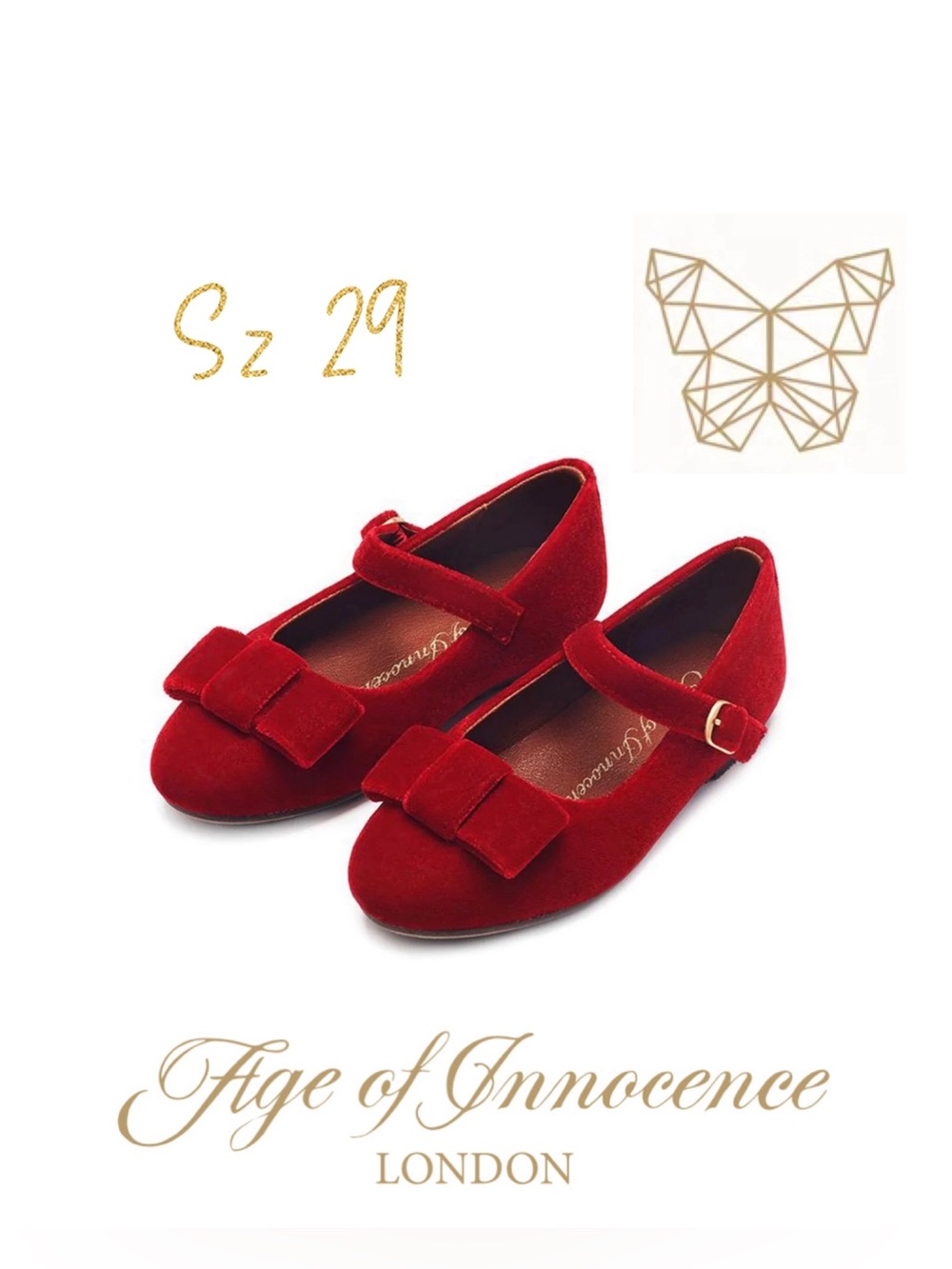 AOI Age of Innocence sz 29  Ellen Red Velvet shoes